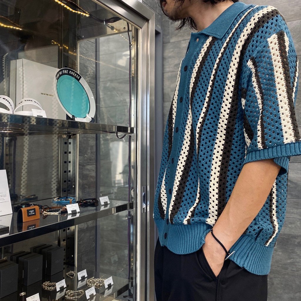 STRIPE KINT S/S SUMMER CARDIGAN #GREEN [23AW-FS-SPOT-01/FS1344]