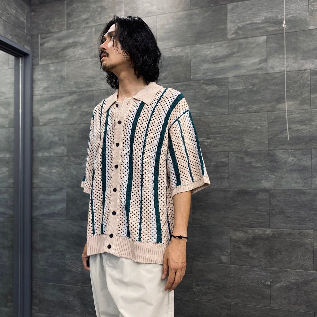 STRIPE KINT S/S SUMMER CARDIGAN #PINK [23AW-FS-SPOT-01/FS1344]