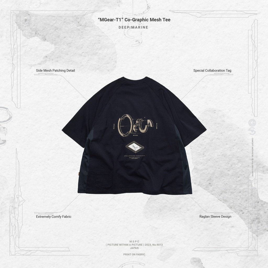 master-piece | 「MGear-T1」 Co-Graphic Mesh Tee #DEEP MARINE [GOOPI-23SS-JUN-03]