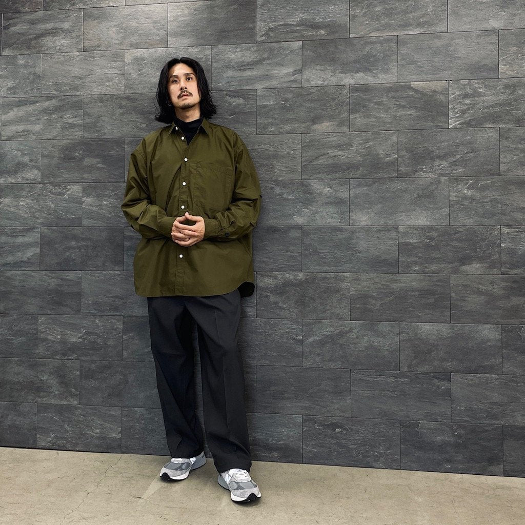 科技感常規領襯衫 L/S #MILITARY OLIVE [BE-87023W]