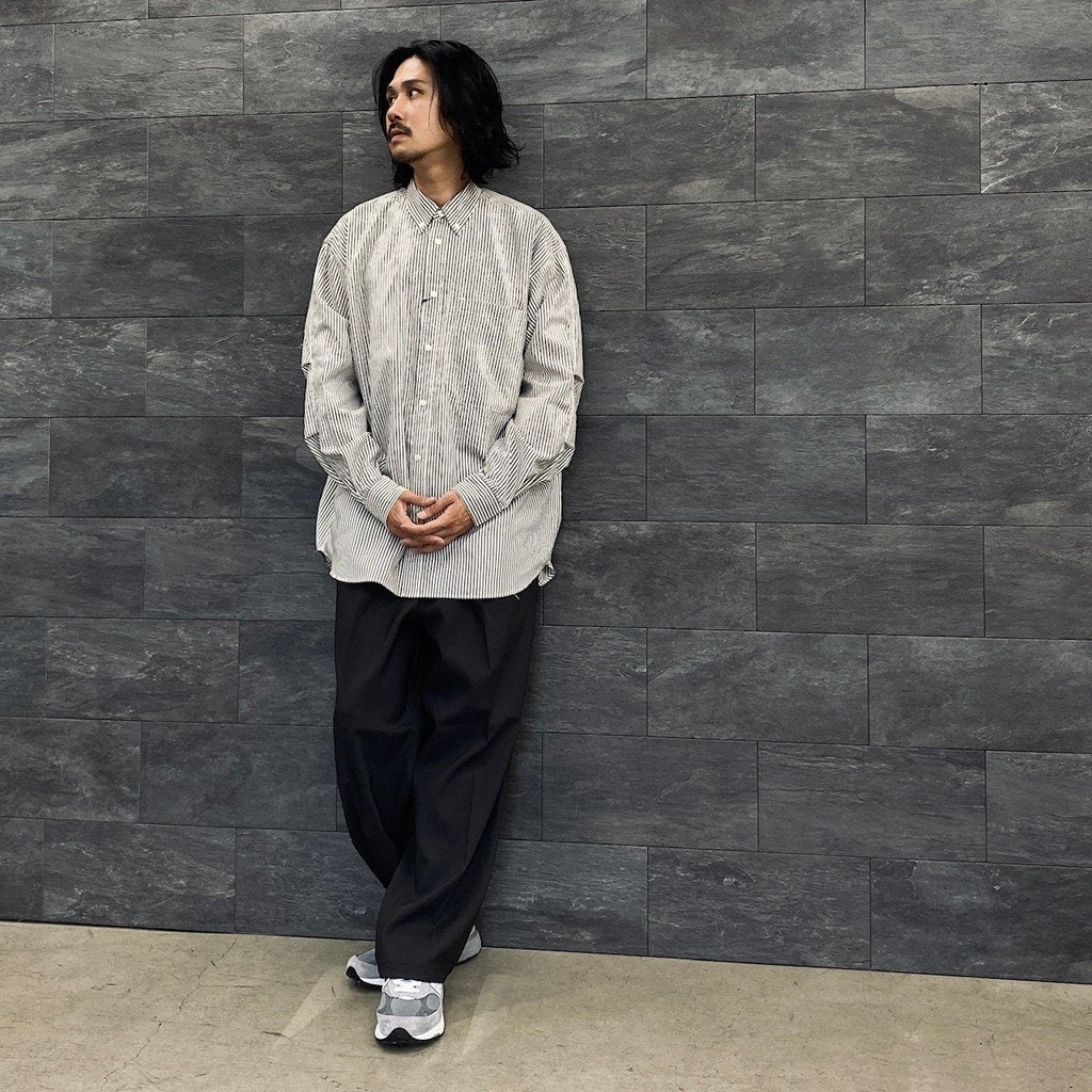 長袖條紋科技扣衫 #MILITARY OLIVE [BE-84023W]