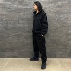 科技感衛衣連帽派克大衣 #黑色 [BE-53023W]