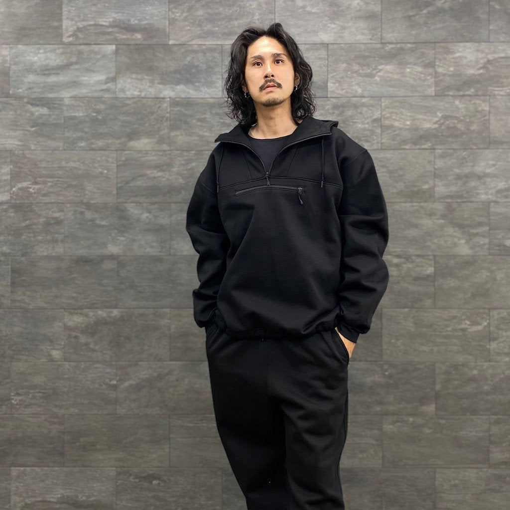 科技感衛衣連帽派克大衣 #黑色 [BE-53023W]