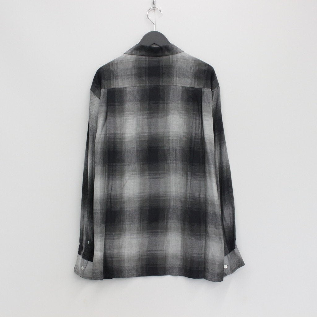 OMBRE CHECK OPEN COLLAR SHIRT L/S #GRAY [23FWE-WMS-OC01] _ WACKO