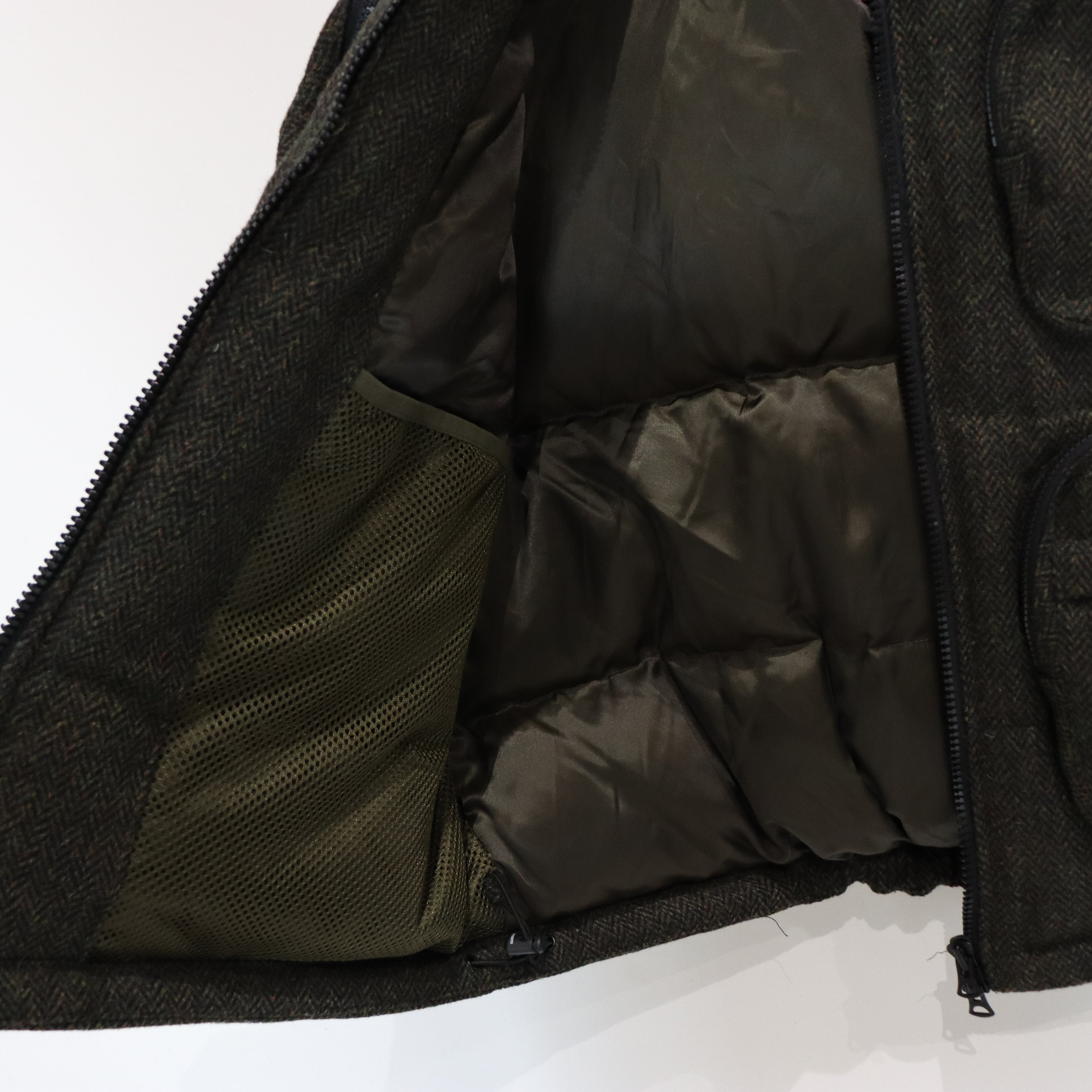 TWEED DOWN VEST #OLIVE [FW23-JK04]