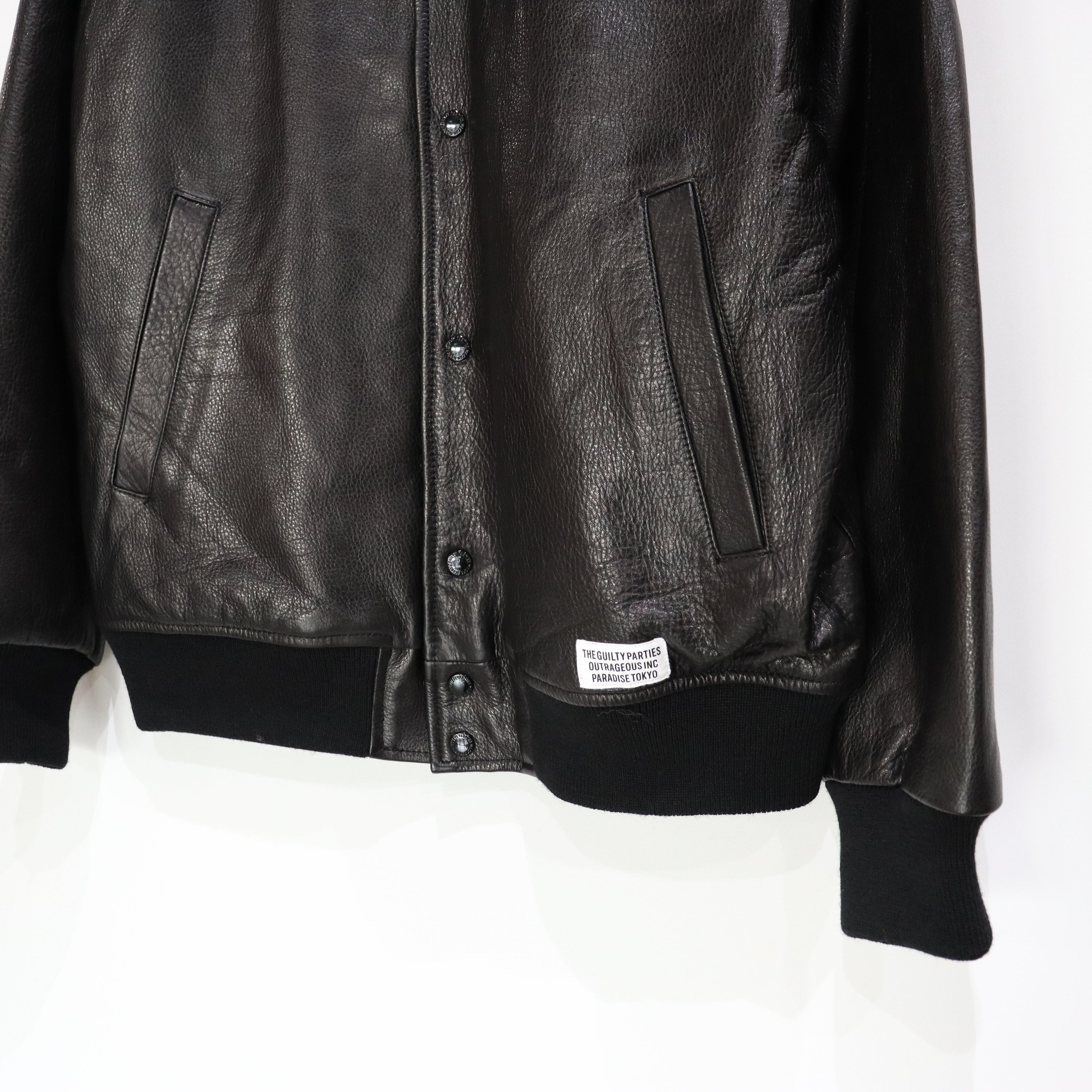 LEATHER VARSITY JACKET -A- -TYPE 2- #BLACK [23FW-WMO-BL03]