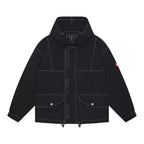 CONTRAST STITCH HOOD ZIP JACKET #BLACK [CES24JK07]