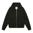 TAPED CUT ZIP HEAVY HOODIE #BLACK [CES24CS08]