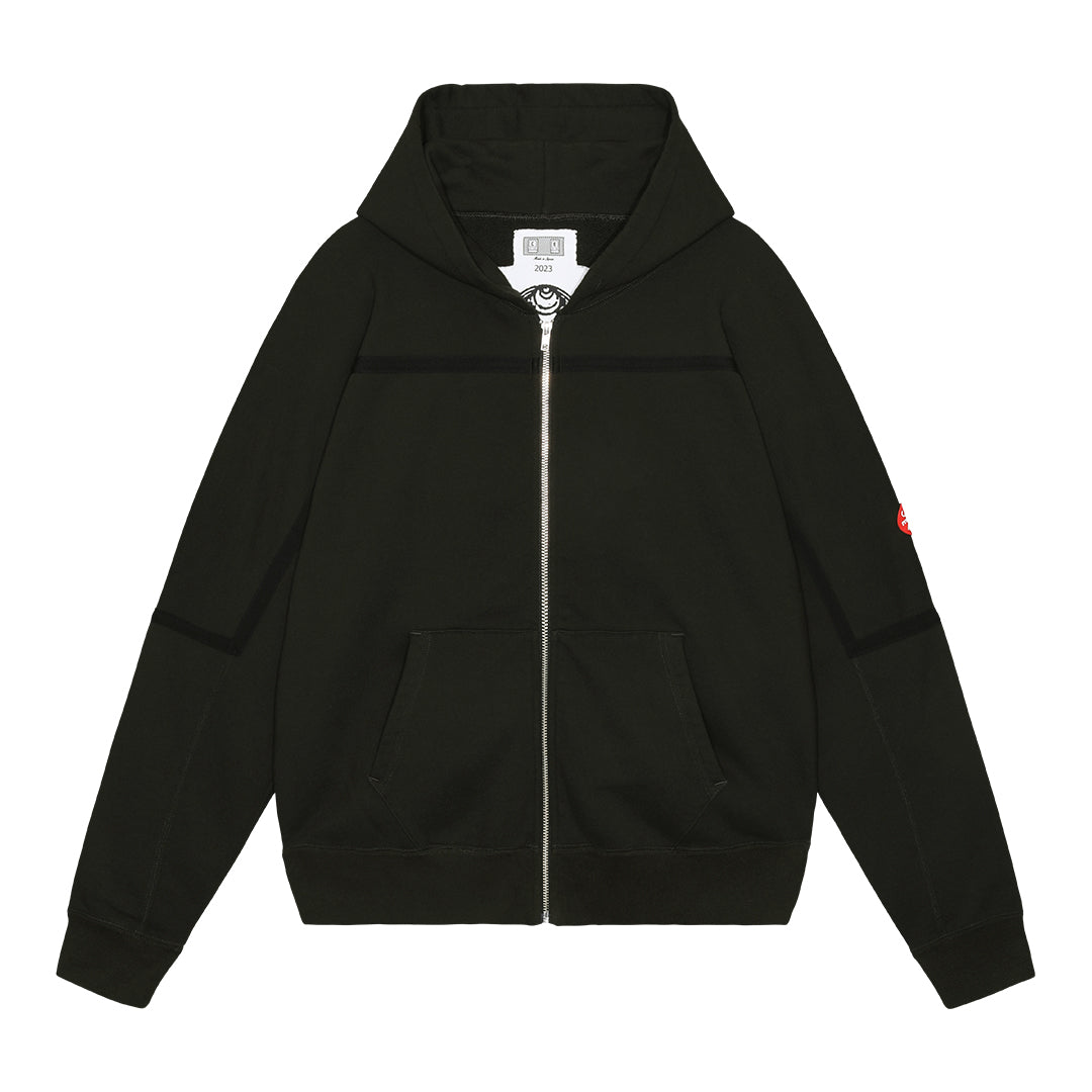 TAPED CUT ZIP HEAVY HOODIE #BLACK [CES24CS08]