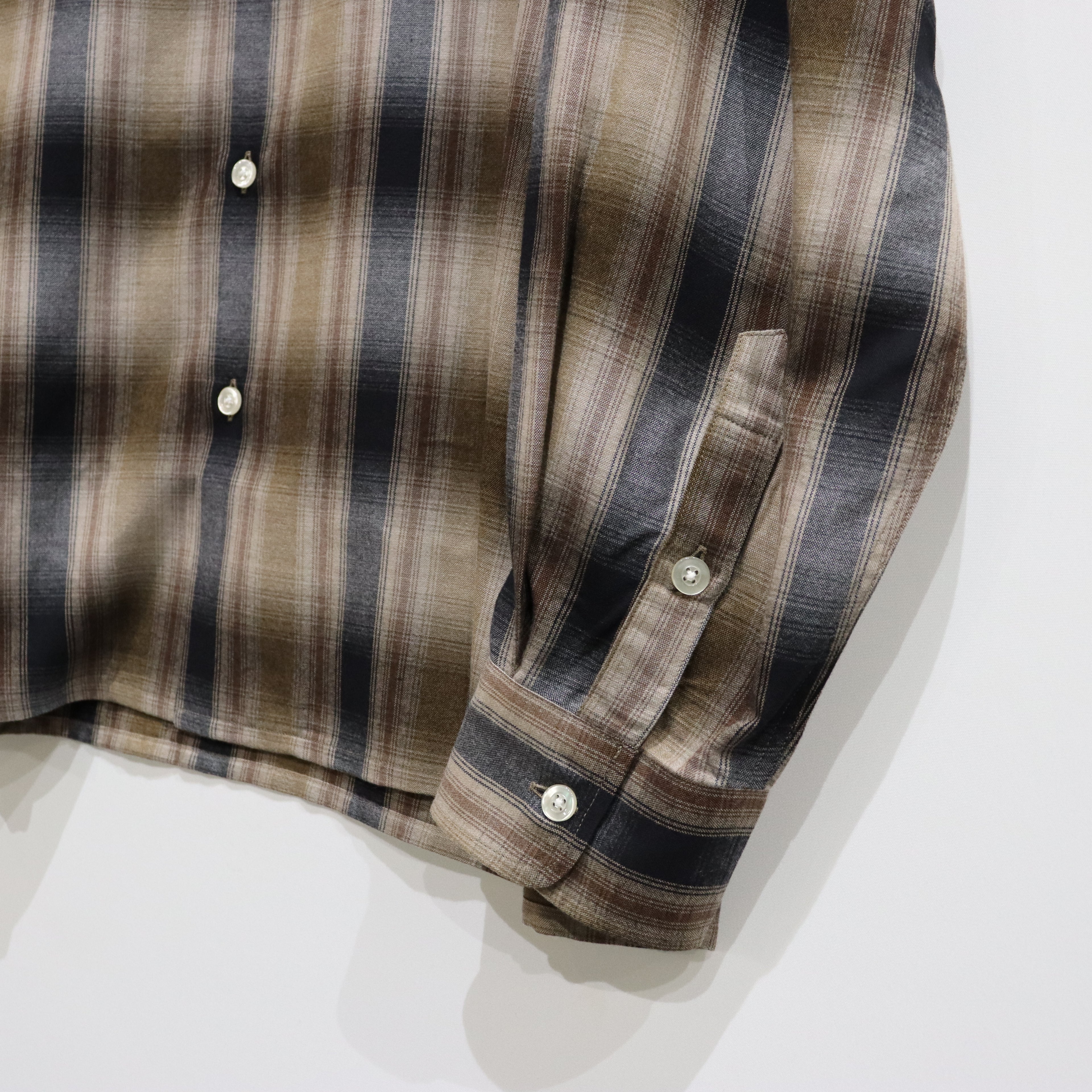 OMBRE CHECK OPEN COLLAR SHIRT L/S -TYPE 4- #BROWN [23FW-WMS-OC04]