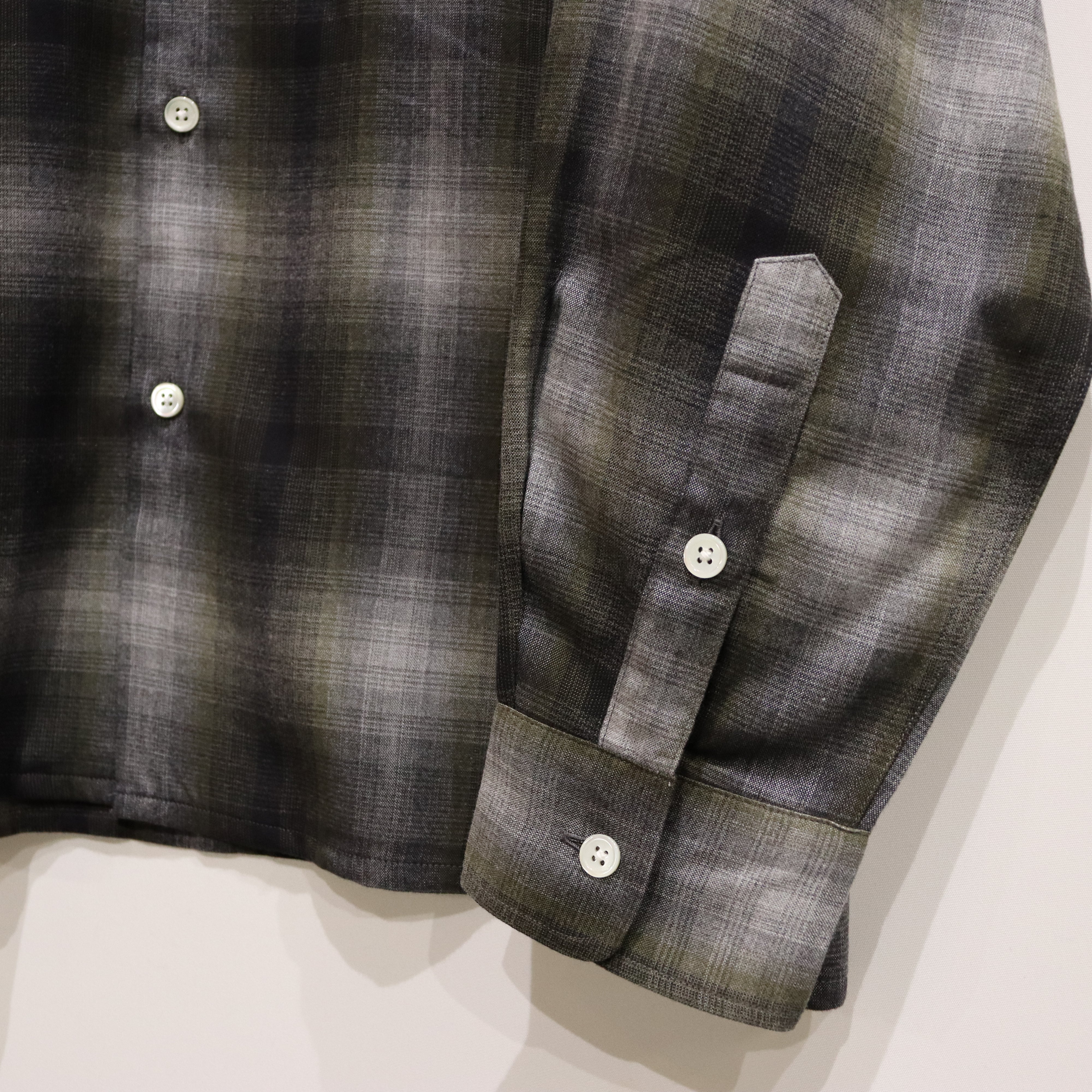 OMBRE CHECK OPEN COLLAR SHIRT L/S -TYPE 3- #YELLOW [23FW-WMS-OC03] –  cocorozashi