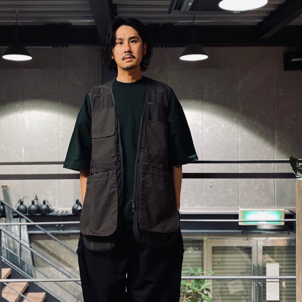 トップス F/CE. ROPE MESH LONG VEST THEROOM | F/CE. Rope Mesh Long Vest - Charcoal