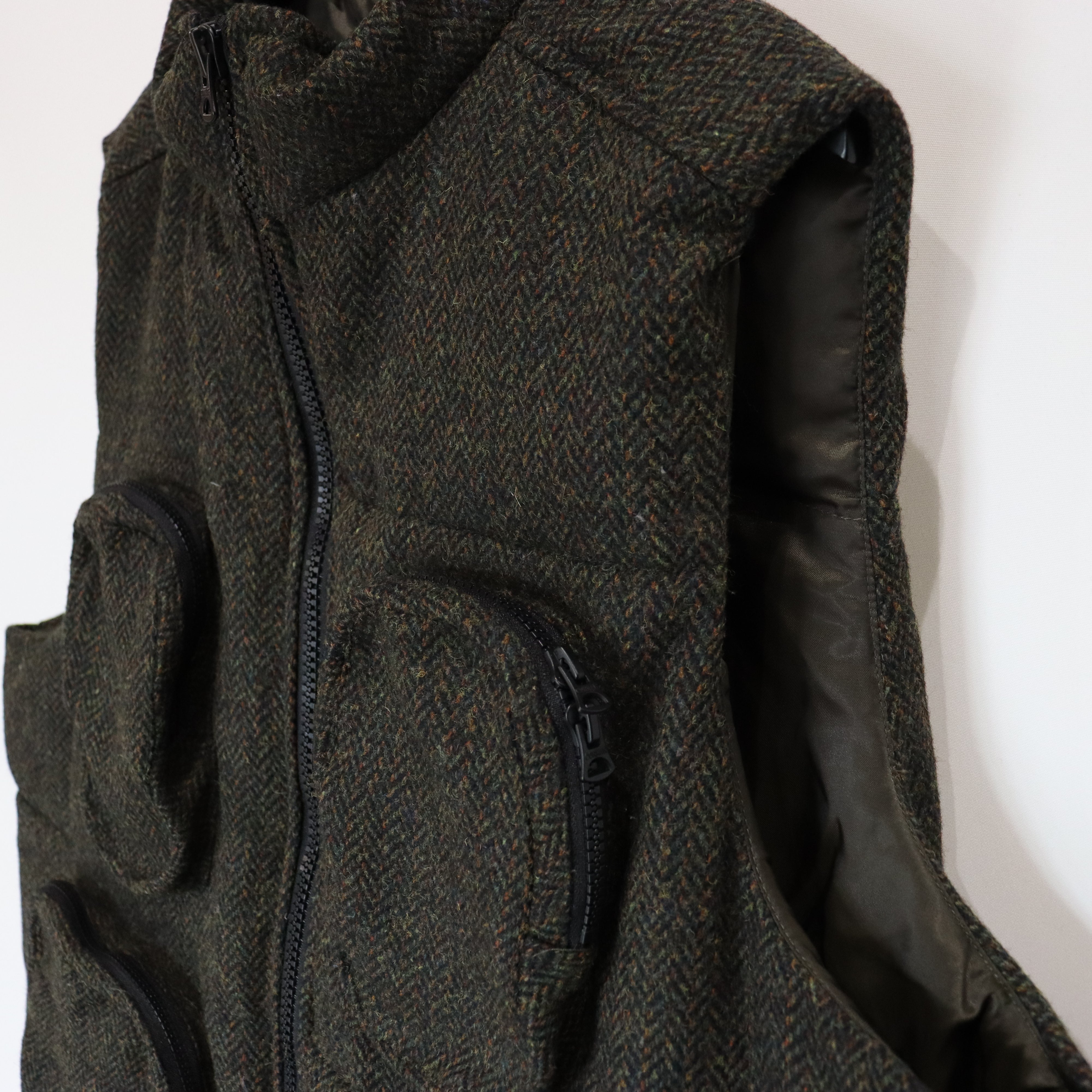 TWEED DOWN VEST #OLIVE [FW23-JK04] – cocorozashi