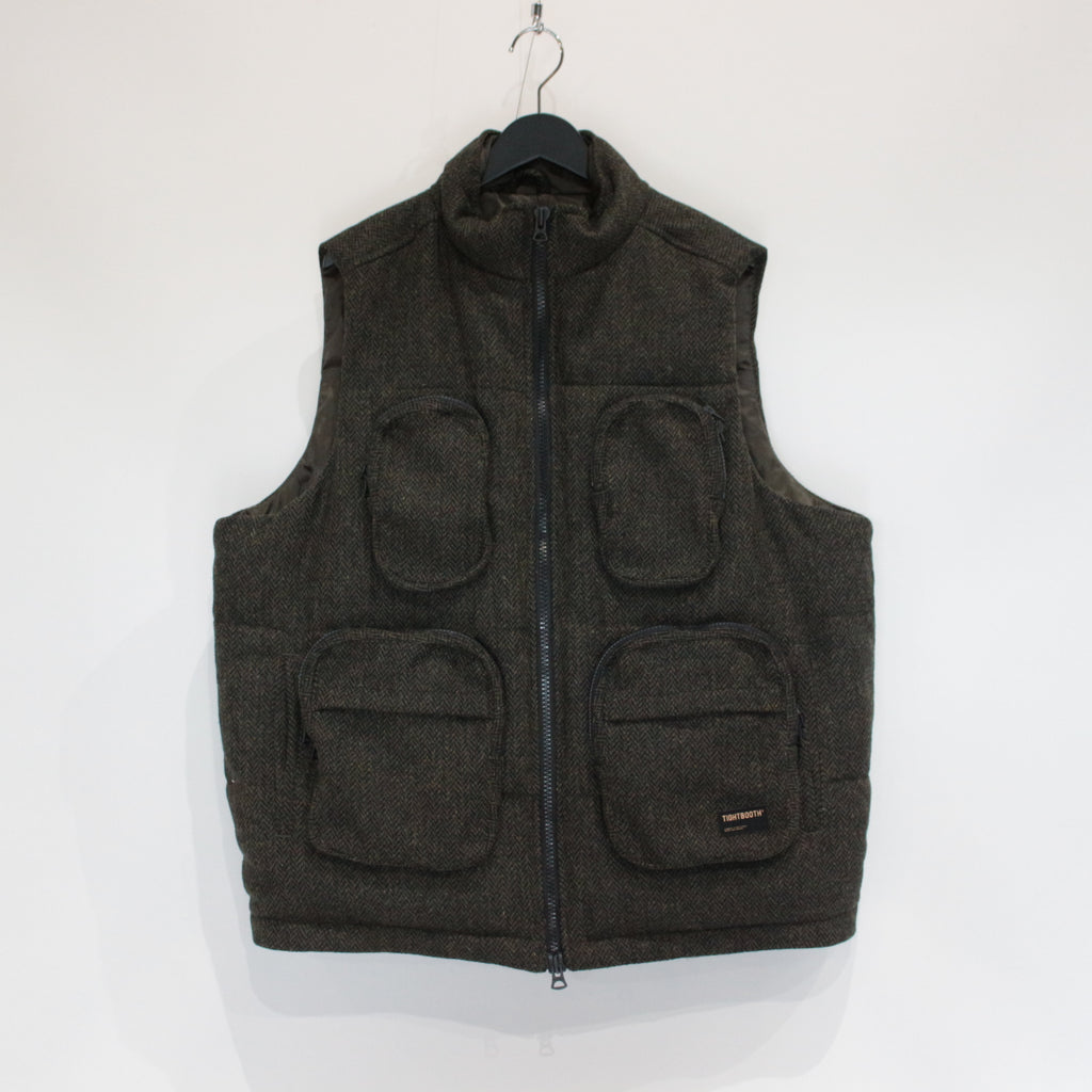 TWEED DOWN VEST #OLIVE [FW23-JK04]