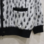 豹紋馬海毛開襟衫 #白色 [24SS-WMK-KN09]