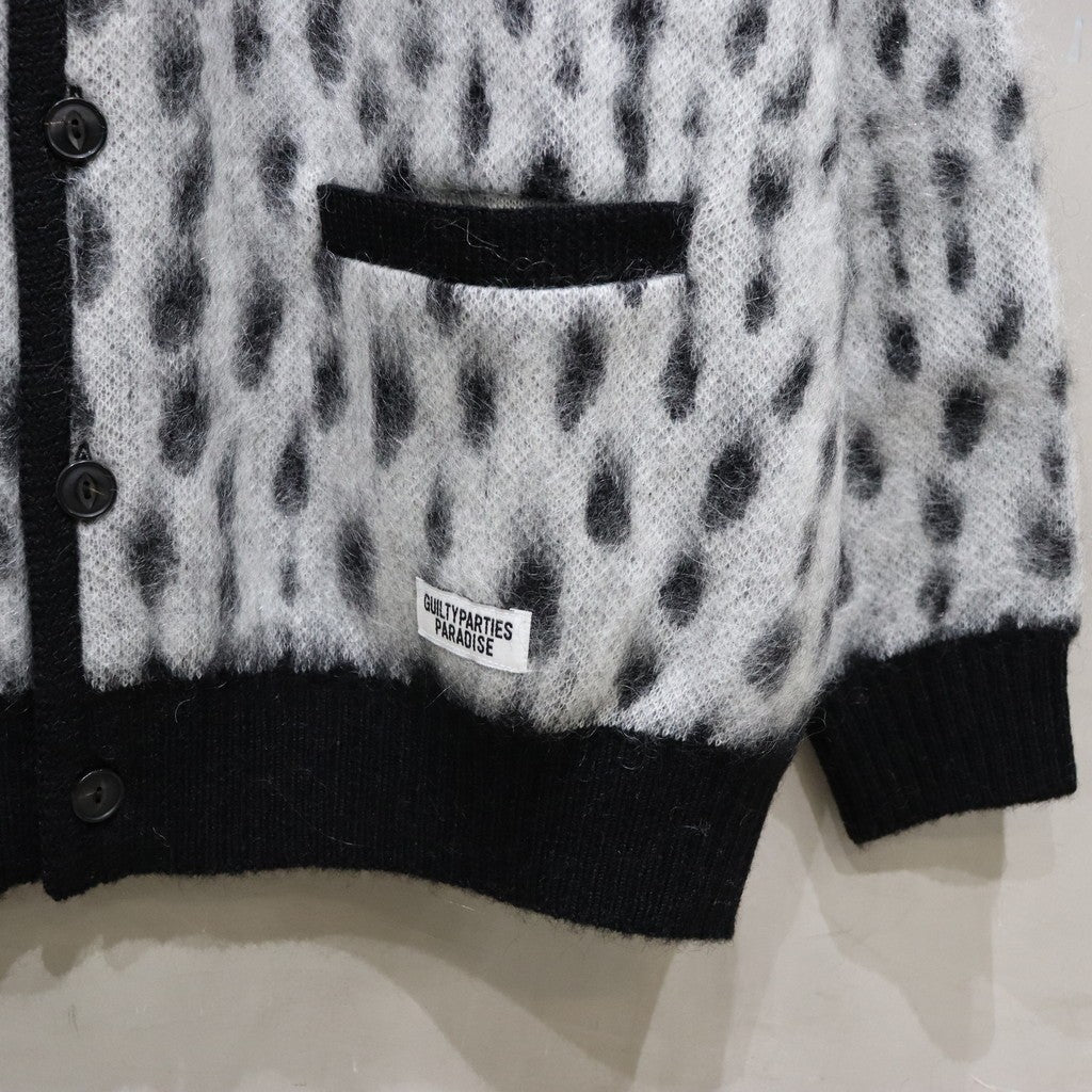 豹紋馬海毛開襟衫 #白色 [24SS-WMK-KN09]