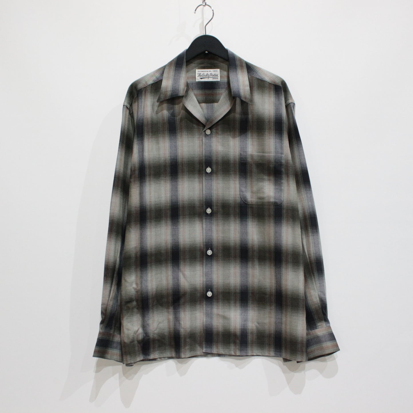 OMBRE CHECK OPEN COLLAR SHIRT L/S -TYPE 4- #GREEN [23FW-WMS-OC04]