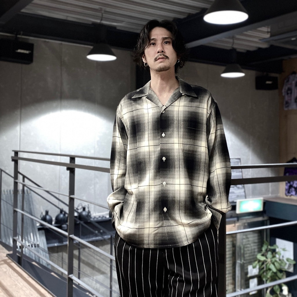 OMBRE CHECK OPEN COLLAR SHIRT L/S -TYPE 1- #WHITE [23FW-WMS-OC01