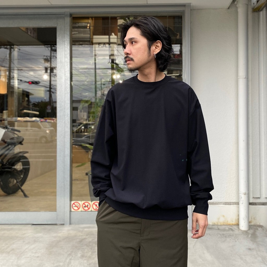 科技彈性平紋針織圓領衫 #黑色 [BE-60024]