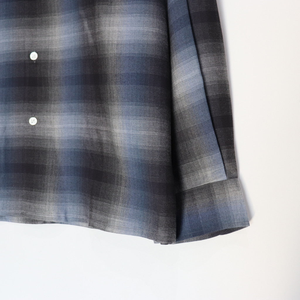 OMBRE CHECK OPEN COLLAR SHIRT L/S -TYPE 2- #NAVY [23FW-WMS-OC02]