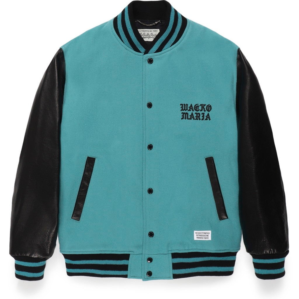 LEATHER VARSITY JACKET -B- -TYPE 2- #EMERALD [24SS-WMO-BL10]