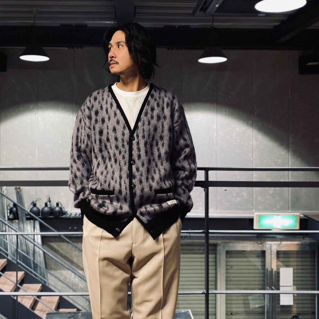 豹紋馬海毛開襟衫#紫色 [24SS-WMK-KN09]