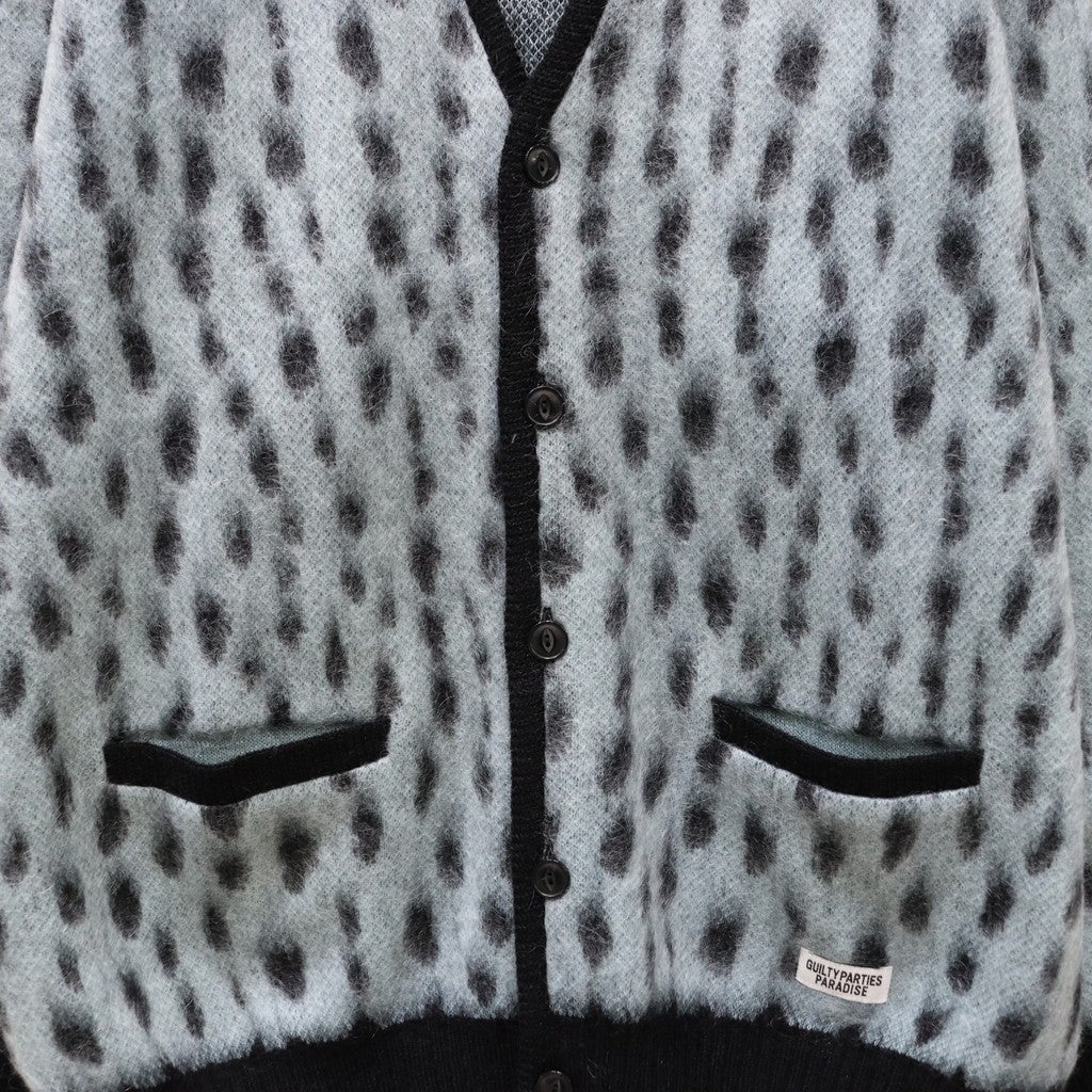 豹紋馬海毛開襟衫#L-藍色 [24SS-WMK-KN09]