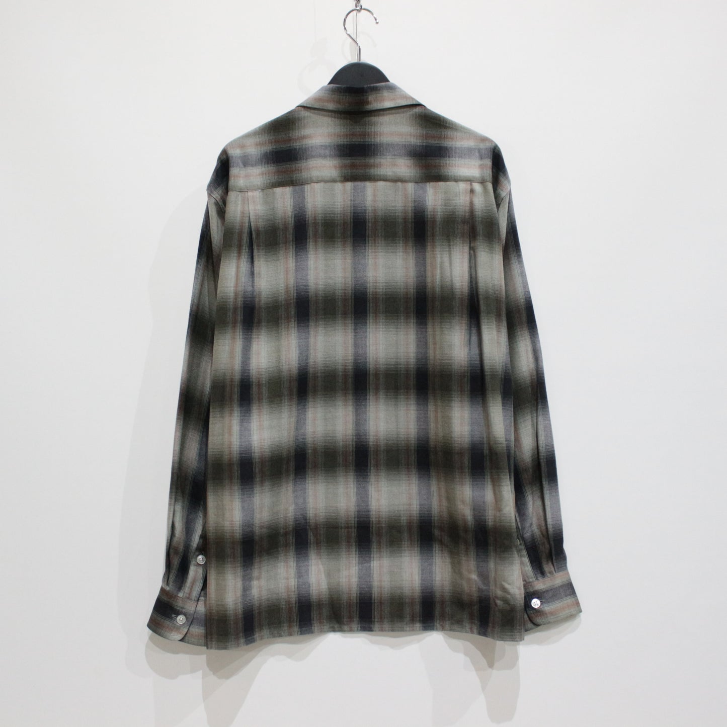 OMBRE CHECK OPEN COLLAR SHIRT L/S -TYPE 4- #GREEN [23FW-WMS-OC04]