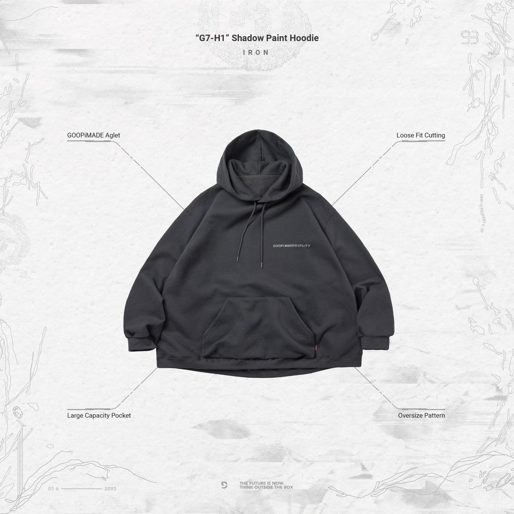 「G7-H1」陰影漆連帽衫#IRON [GOOPI-23AW-OCT-03]