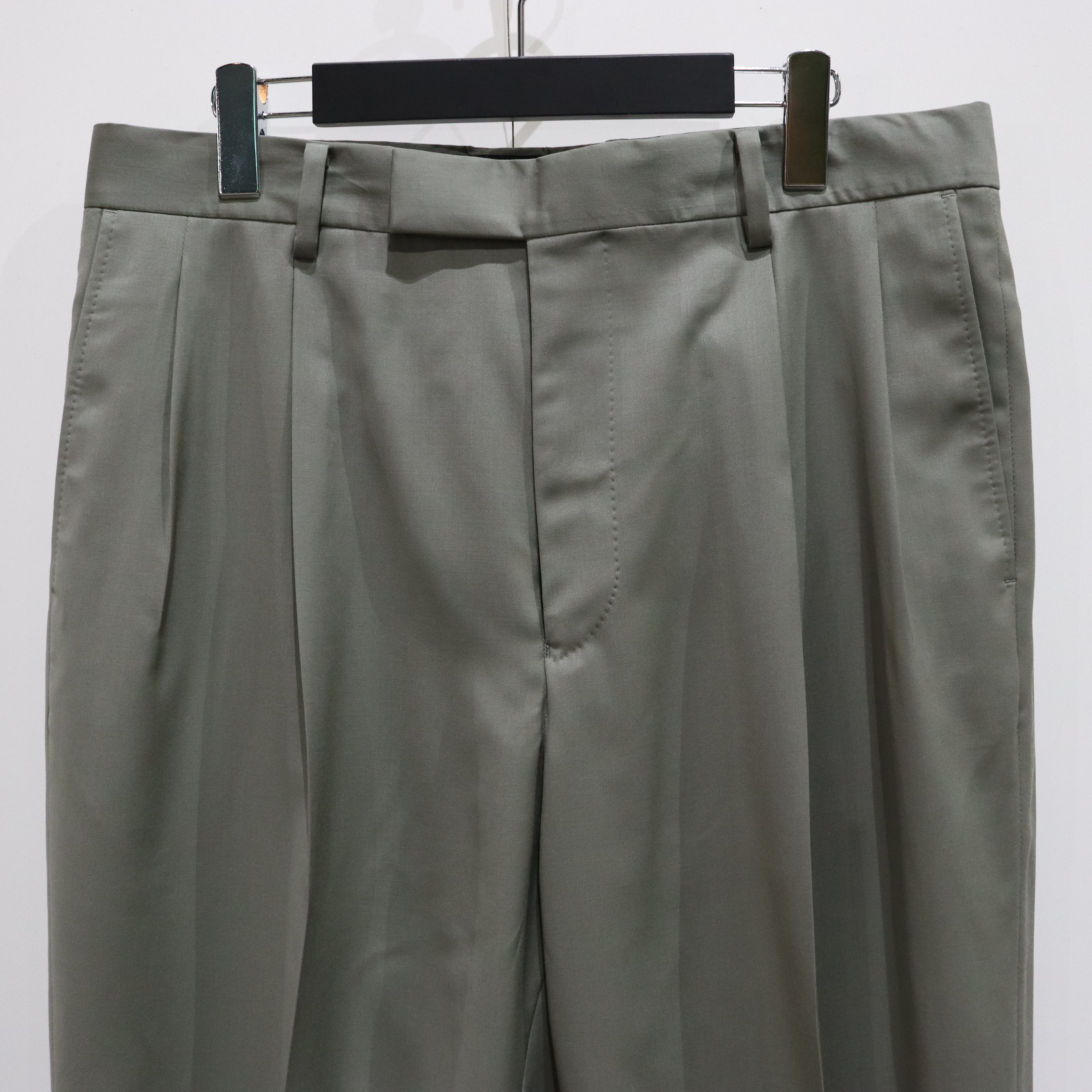 DOUBLE PLEATED TROUSERS #GRAYGREEN [23FW-WMP-TR09]