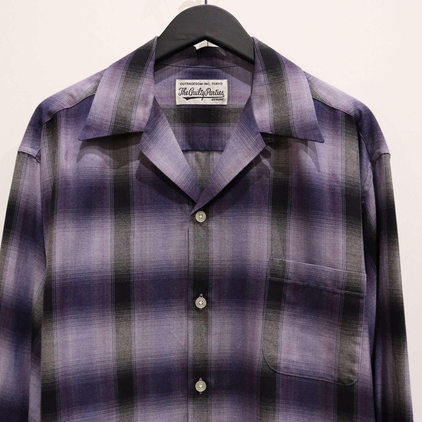 OMBRE CHECK OPEN COLLAR SHIRT L/S -TYPE 4- #PURPLE [23FW-WMS-OC04]