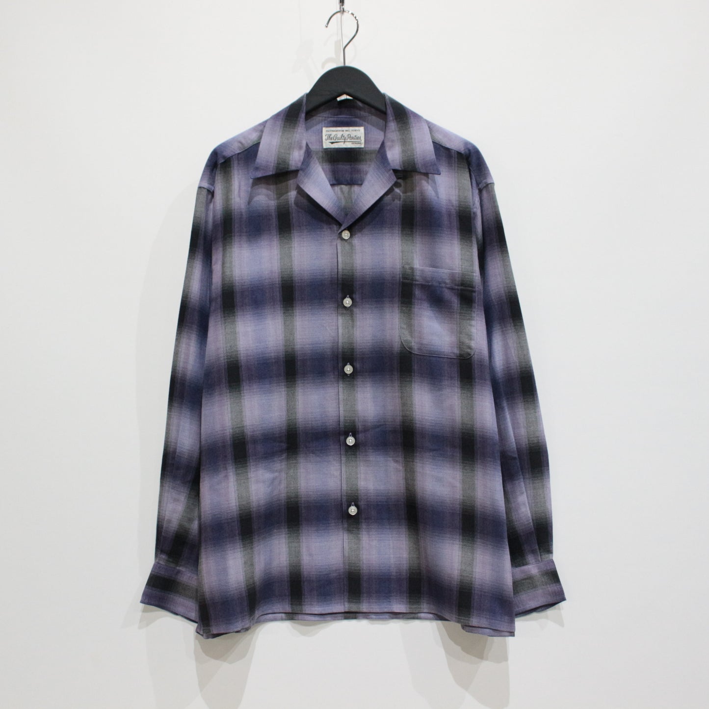 OMBRE CHECK OPEN COLLAR SHIRT L/S -TYPE 4- #PURPLE [23FW-WMS-OC04]