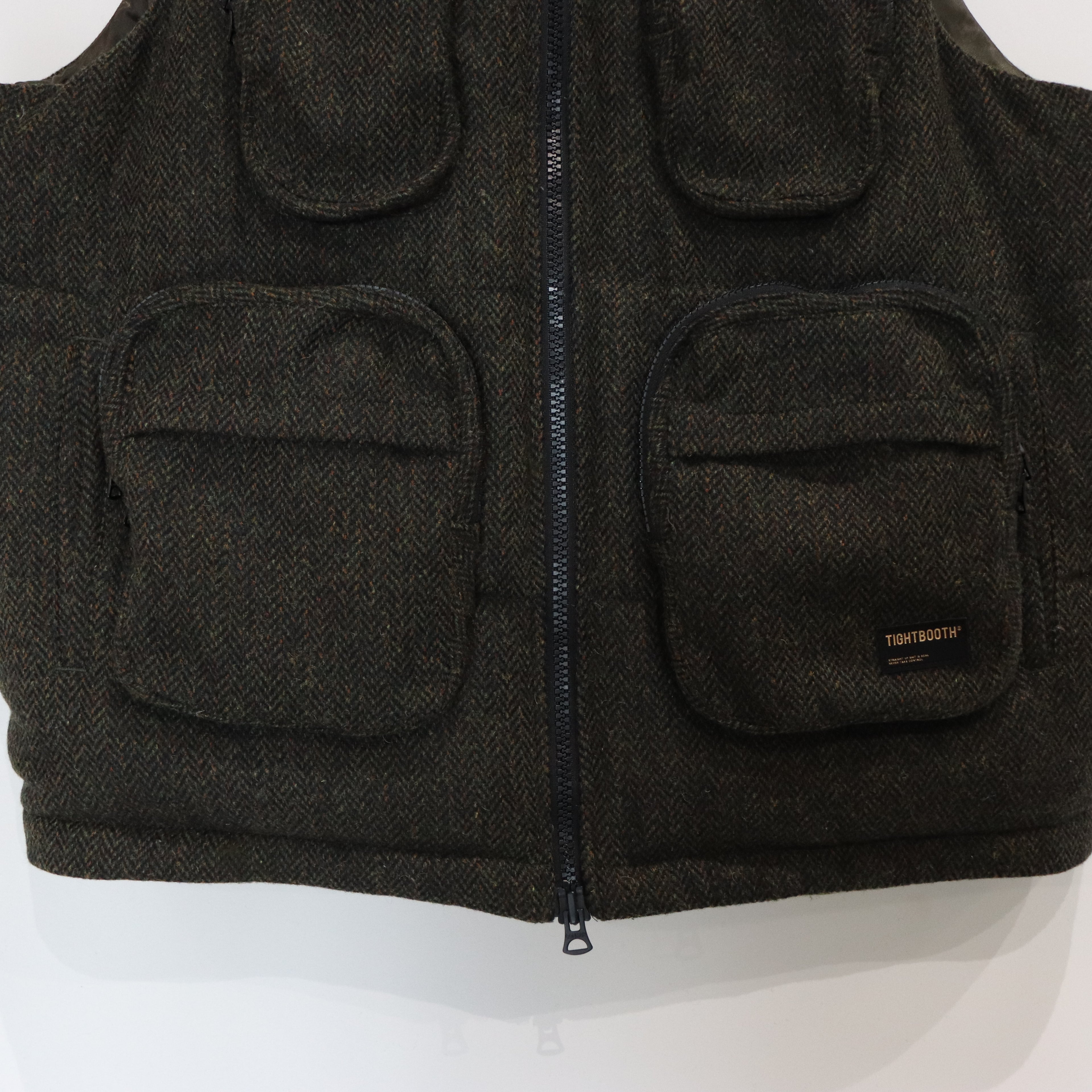 TWEED DOWN VEST #OLIVE [FW23-JK04]