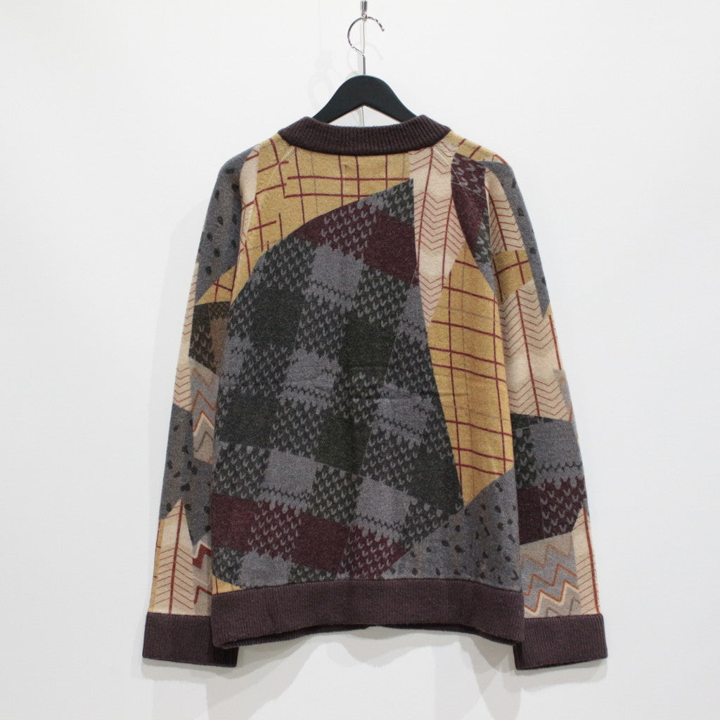 CRAZY PATTERNS KNIT CARDIGAN #BROWN [SC2320-KN09]