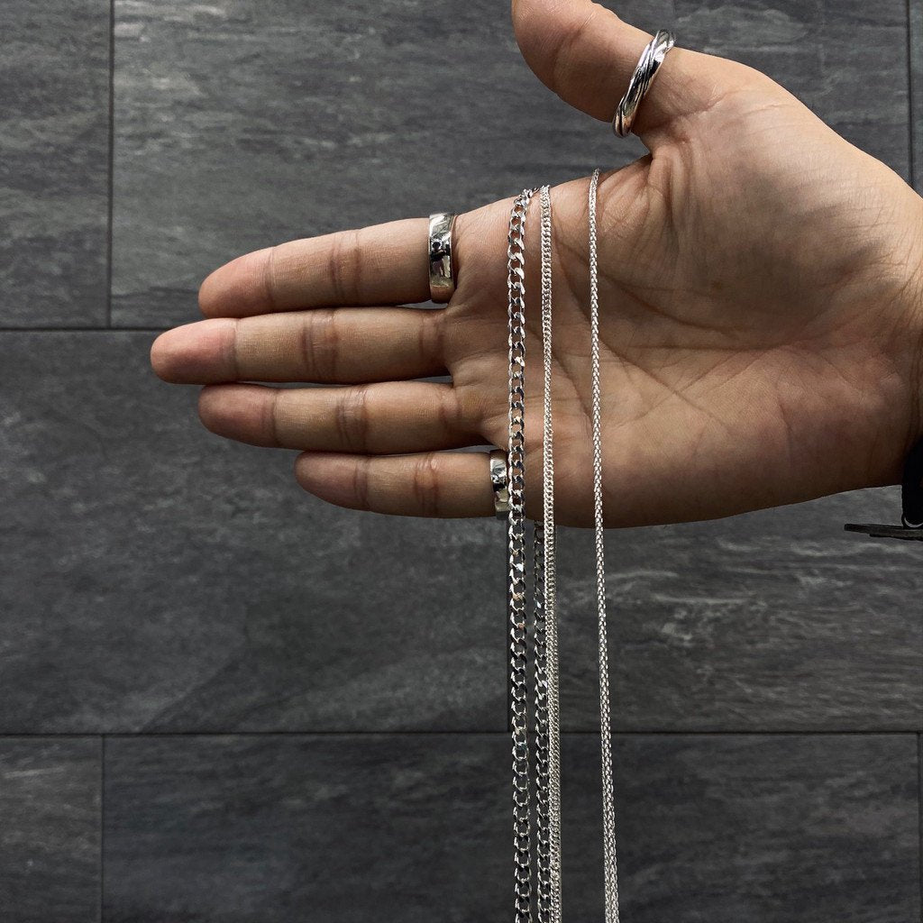 Flat Link Necklace Large 60cm #SILVER [XON025]