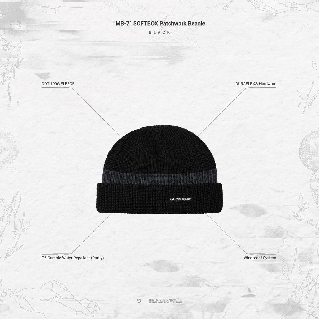 “MB-7”SOFTBOX 拼布毛線帽 #黑色 [GOOPI-23AW-NOV-04]