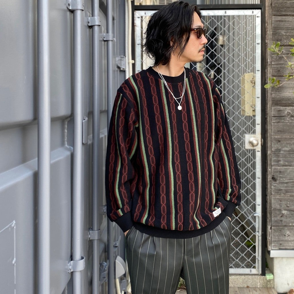 CREW NECK SWEATER -TYPE 1- #BLACK [24SS-WMK-KN22]_WACKO MARIA
