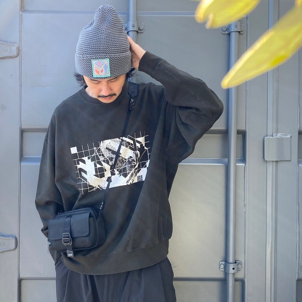 WASHED DIMENSIONS CREW NECK #BLACK [CES25CS08]