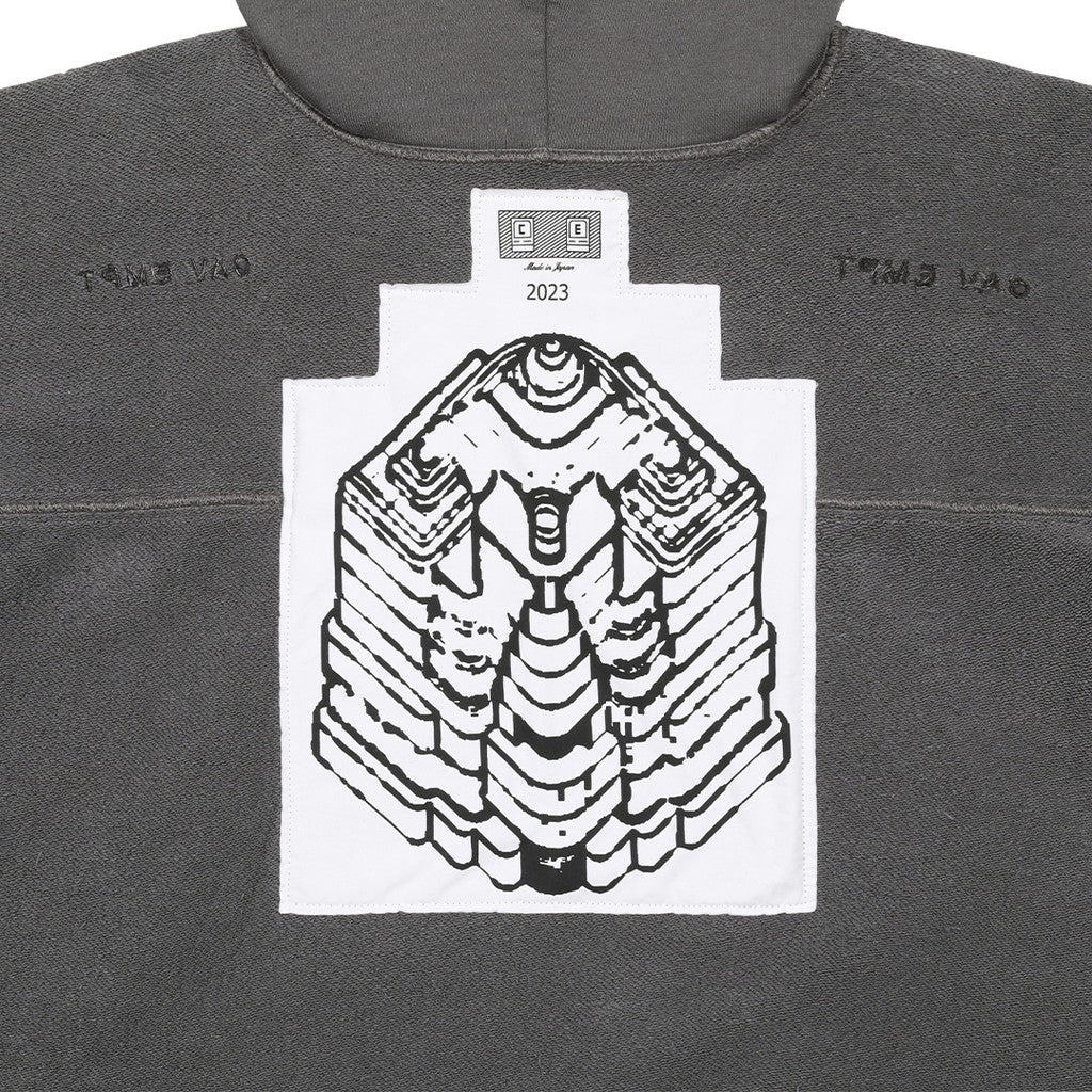 TAPED CUT HEAVY HOODIE #CHARCOAL [CES24CS07]