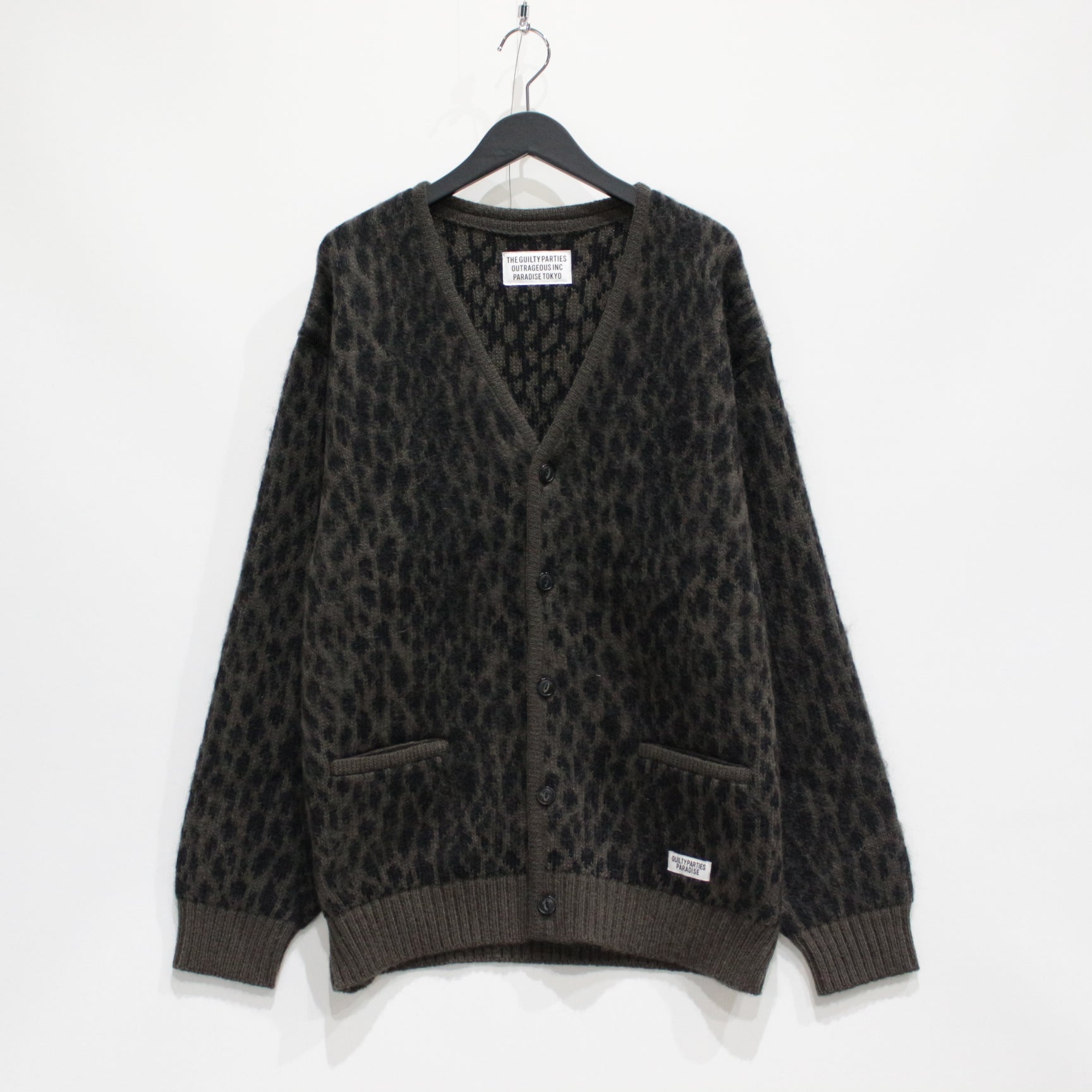 LEOPARD HEAVY MOHAIR CARDIGAN #KHAKI [23FW-WMK-KN15]