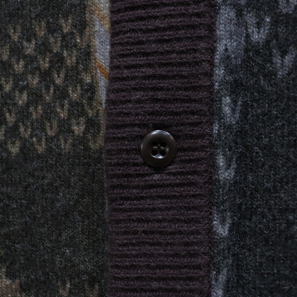 瘋狂圖案針織開襟衫#棕色 [SC2320-KN09]