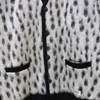 豹紋馬海毛開襟衫 #白色 [24SS-WMK-KN09]