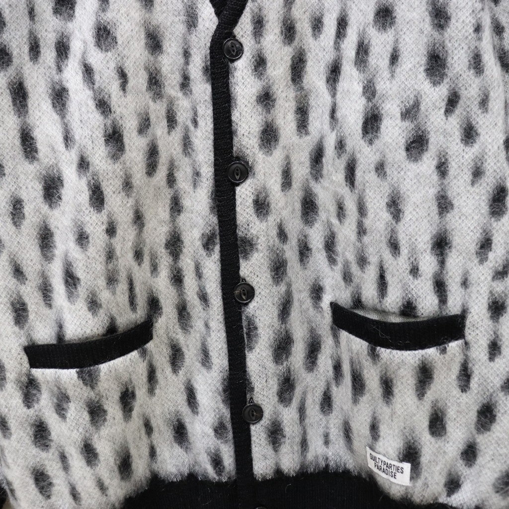 豹紋馬海毛開襟衫 #白色 [24SS-WMK-KN09]