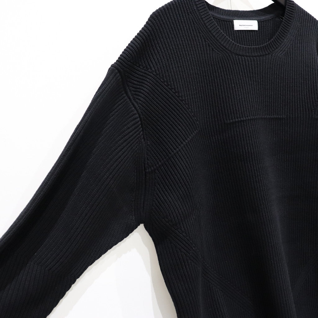 3D MOTO RIB CREW KNIT #BLACK [23AW-MS11-036]