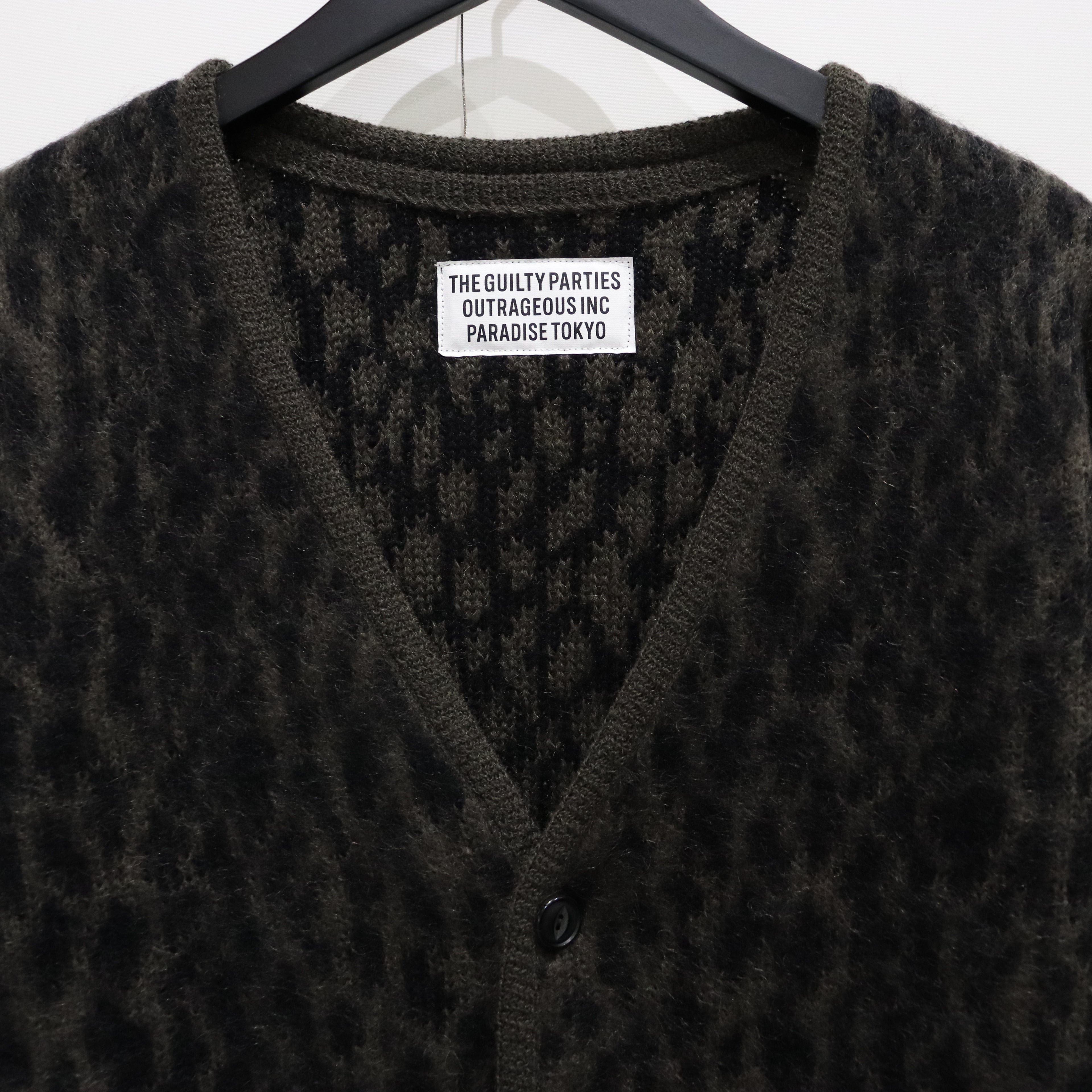 LEOPARD HEAVY MOHAIR CARDIGAN #KHAKI [23FW-WMK-KN15]