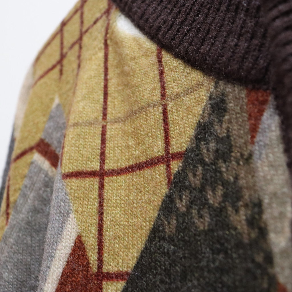 瘋狂圖案針織開襟衫#棕色 [SC2320-KN09]