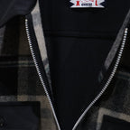 半拉鍊拼接格紋襯衫#黑色 [SC2320-SH04]