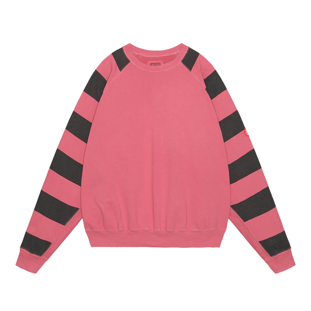 OVERDYE STRIPE SLEEVE BIG CREW NECK #RED [CES24CS19]