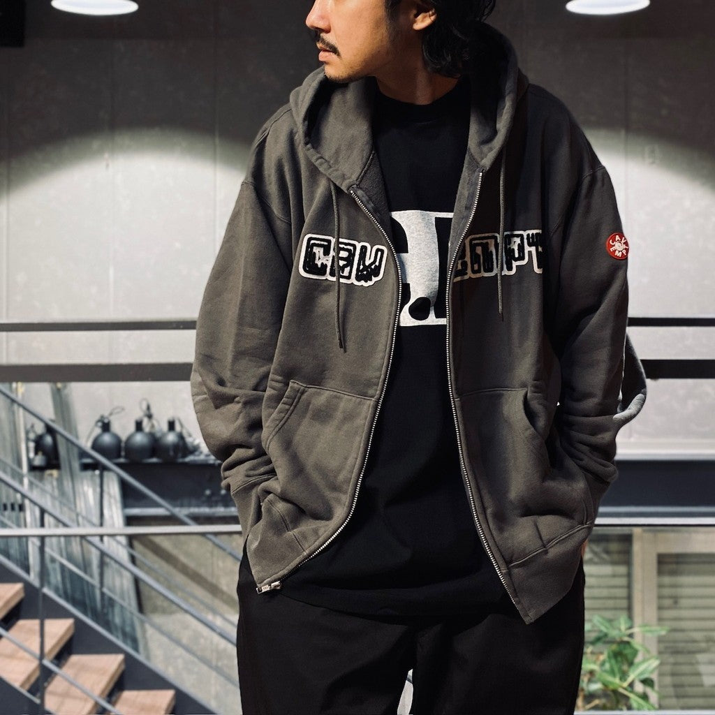 CAV EMPT EMBROIDERY ZIP HOODY #CHARCOAL [CES25CS05]