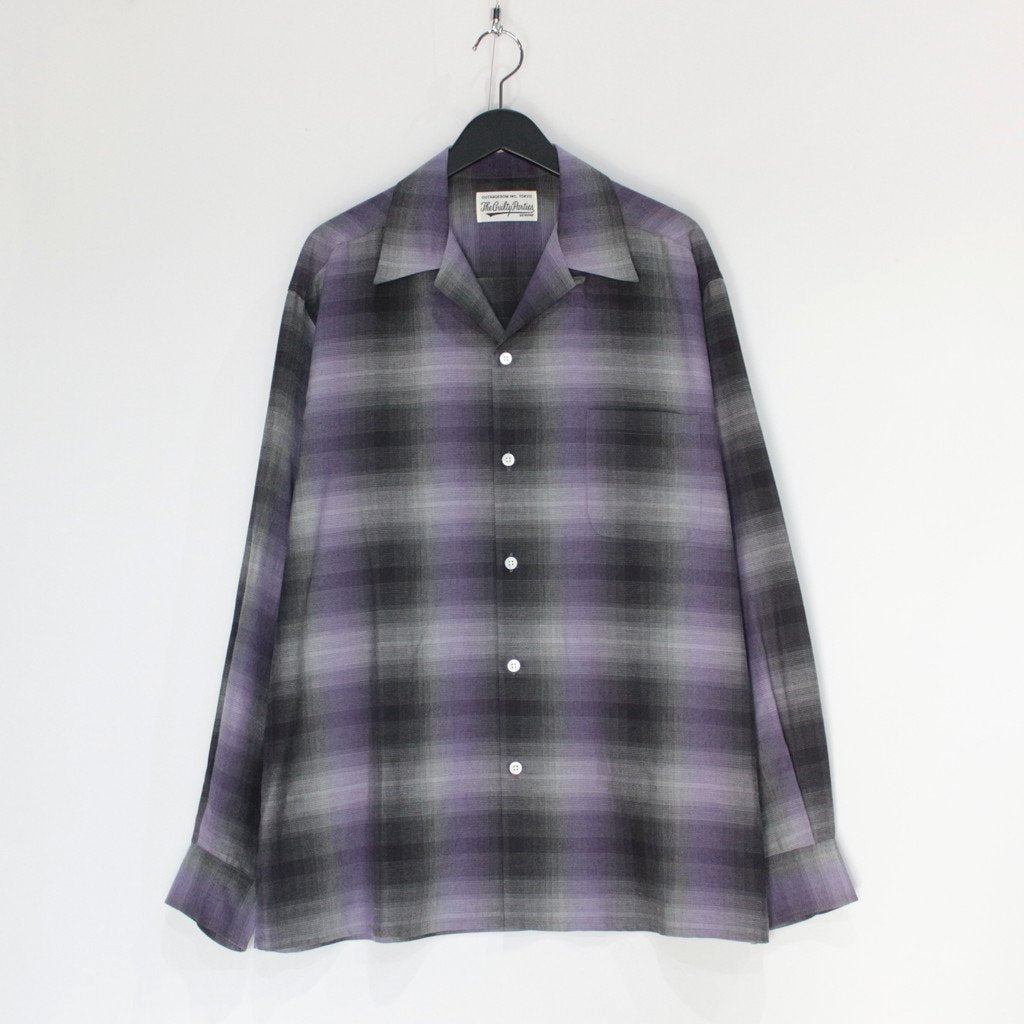 OMBRE CHECK OPEN COLLAR SHIRT L/S -TYPE 2- #PURPLE [23FW-WMS-OC02]